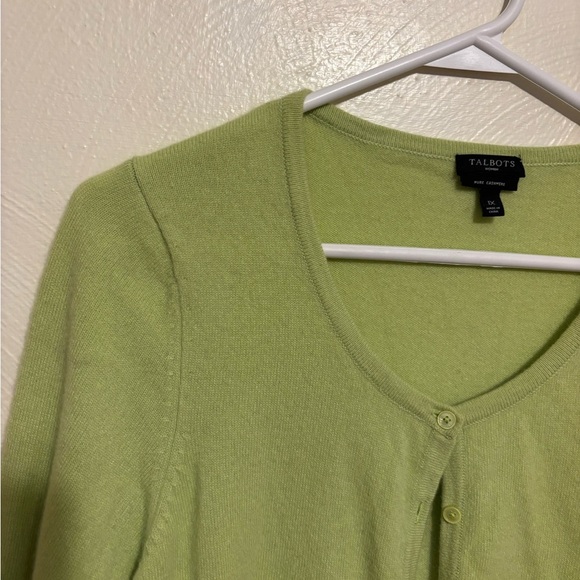 Talbots Pure Cashmere Cardigan Sweater Green 1X Soft Lightweight - Picture 6 of 8